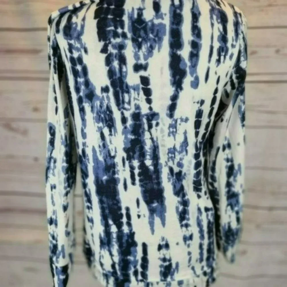 ♡3/$30♡ Ellen Tracy V Neck Long Sleeve Relaxed Tunic Blouse w Pockets -S - Picture 5 of 7